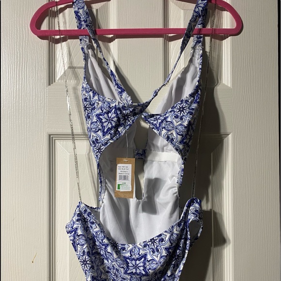 RACHEL by Rachel Roy - Blue Tile One Piece Swimsuit - Size L - Picture 5 of 9